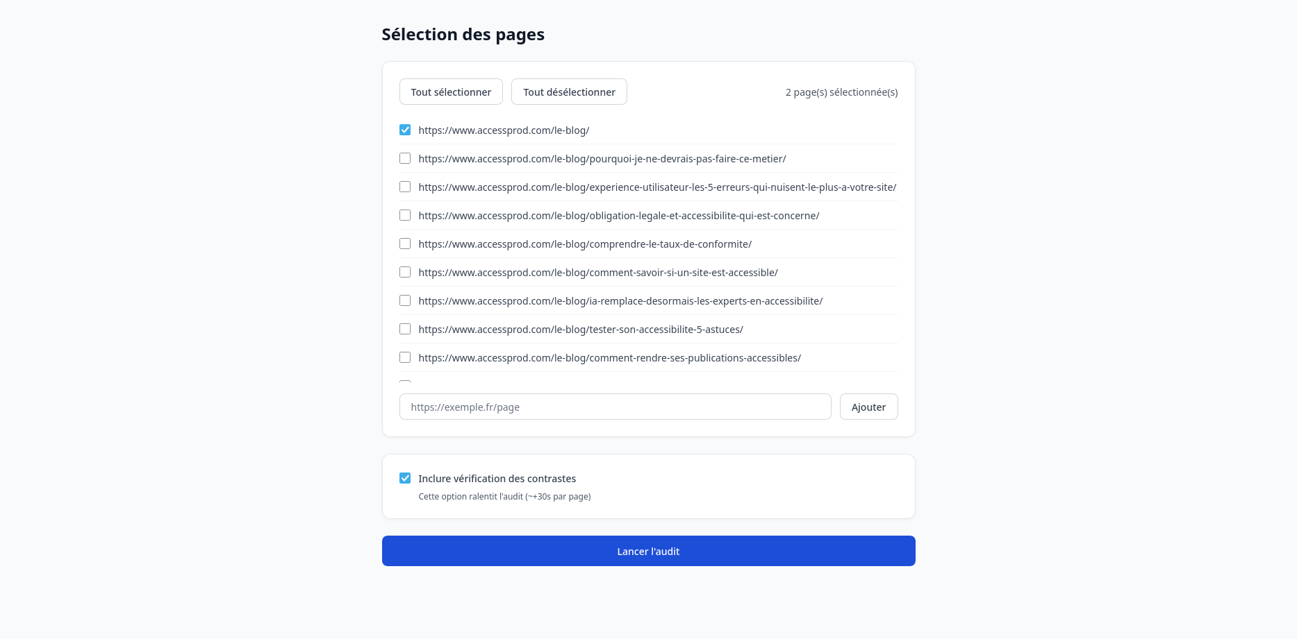 Page d'accueil de RGAAudit